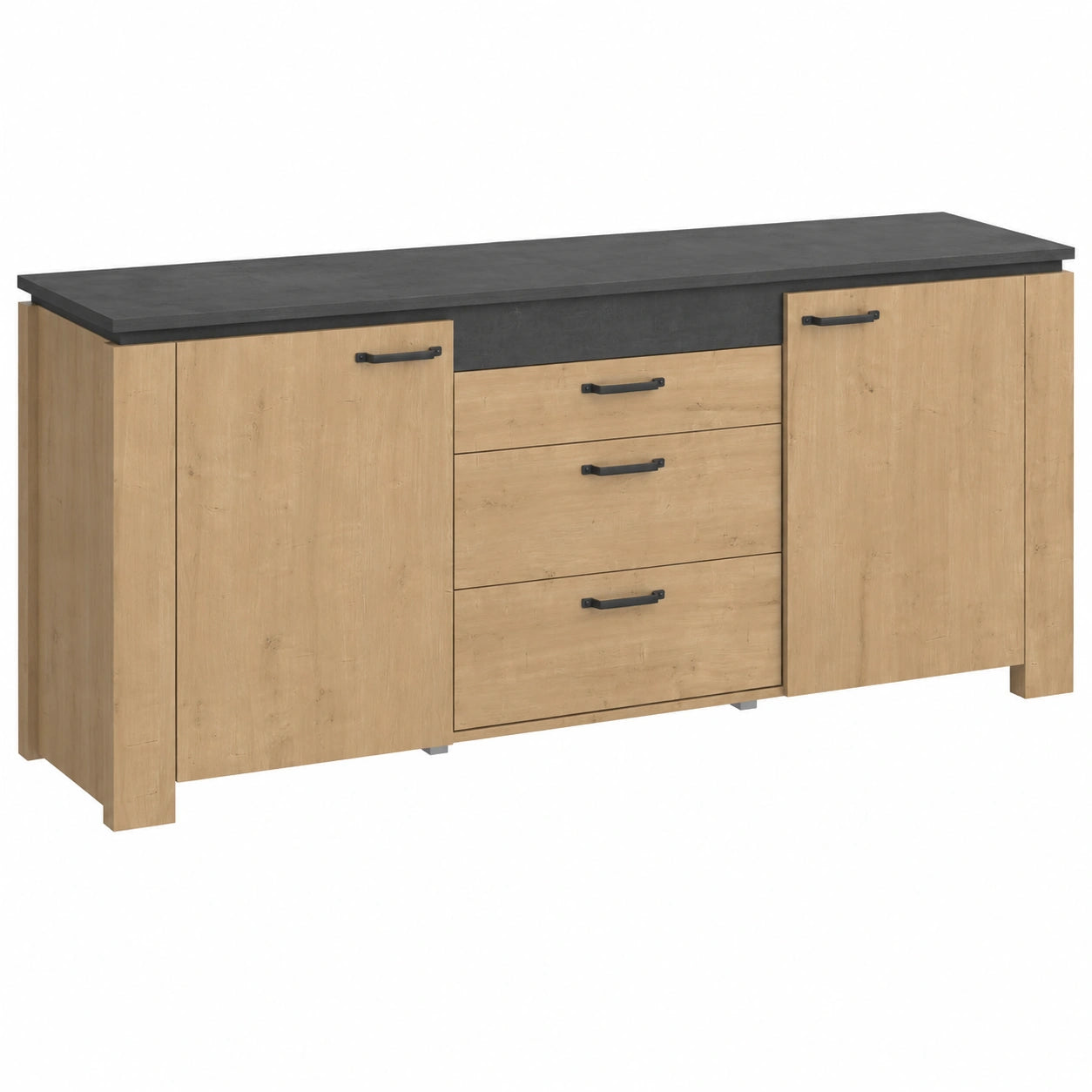 buffet-contemporain-2-portes-3-tiroirs-chene-et-anthracite-vdryaj9030sr