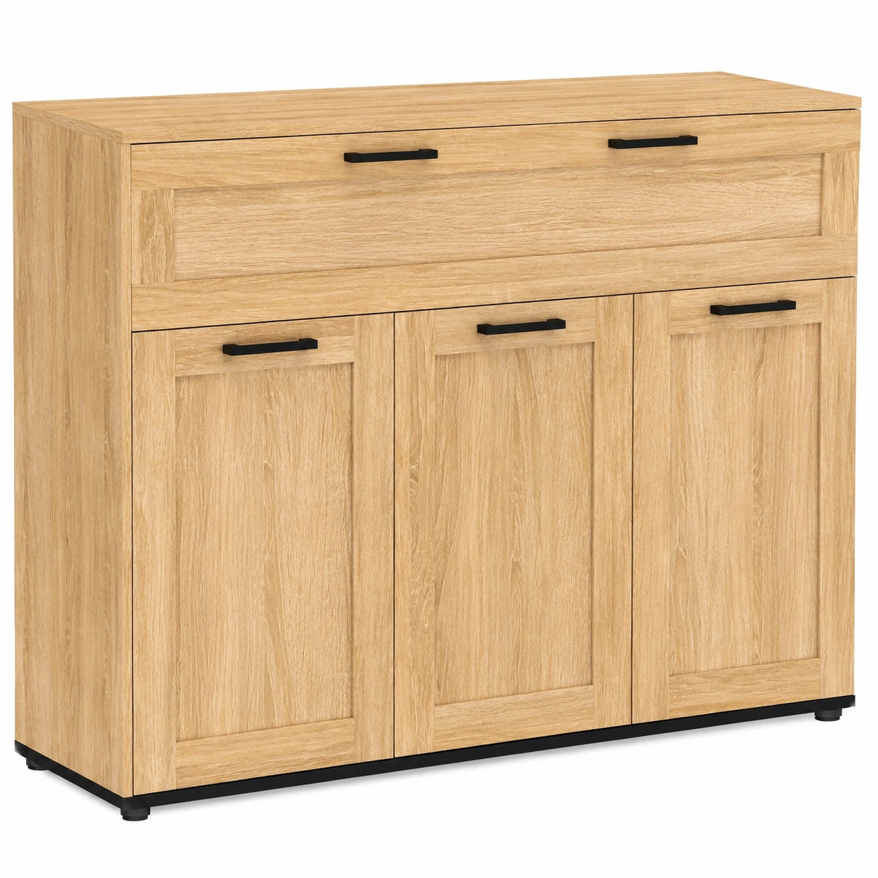 buffet-100-cm-avec-3-portes-et-1-tiroir-effet-hetre-et-poignees-noires-ubifyq8960ud